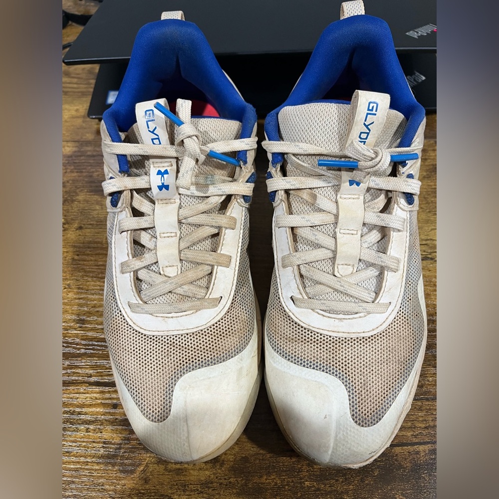 Under Armour Glyde MT Softball Cleats - WHITE & BLUE SIZE 7
